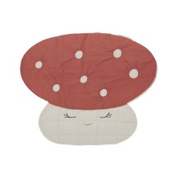OYOY Mini Mushroom Quiltet Tppe Rd/Off-White