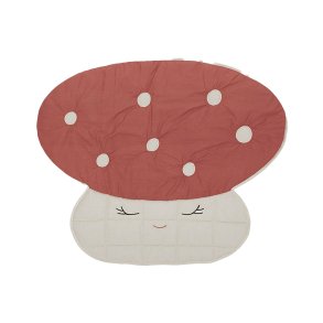 OYOY Mini Mushroom Quiltet Tppe Rd/Off-White