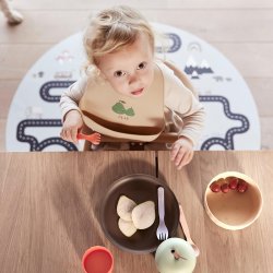 OYOY Mini Yummy Silikone Hagesmk 2 stk. Minty/Camel