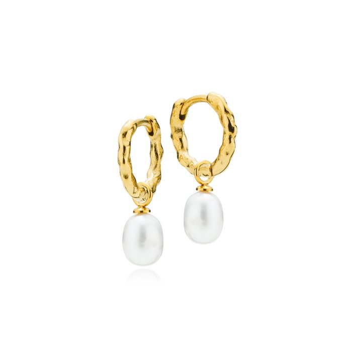 Sistie2ND Freja Creoler Perle Vedhng Forgyldt