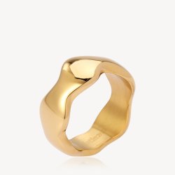 Sistie2ND Wavy Ring Bred Forgyldt