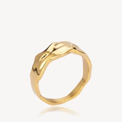 Sistie2ND Wavy Ring Smal Forgyldt