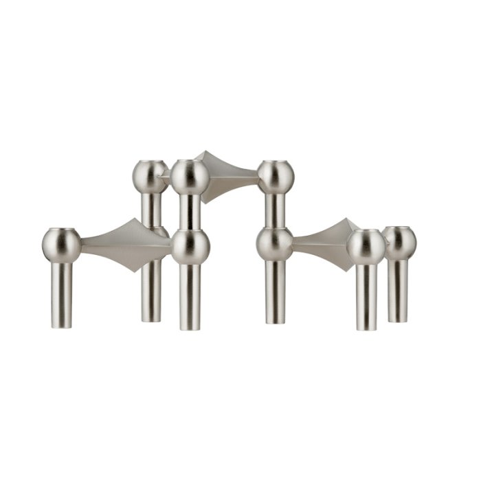 Stoff Nagel Lysestage Brstet Krom 3 stk.