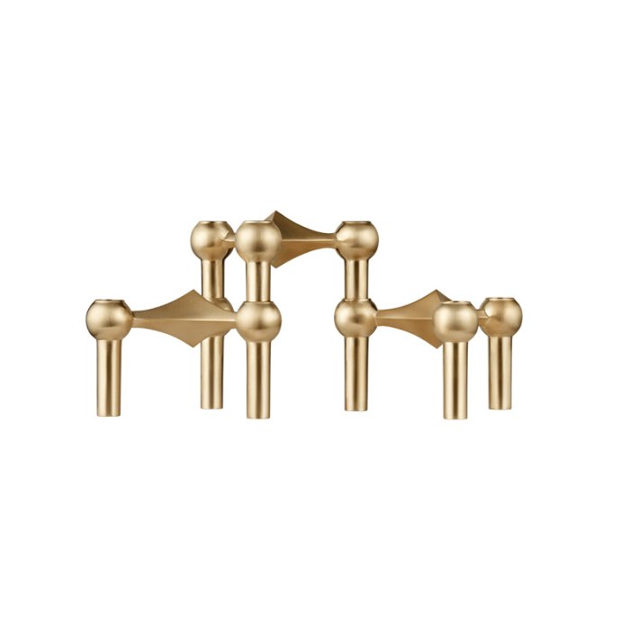 Stoff Nagel Lysestage Brstet Messing 3 stk.