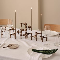 Stoff Nagel Lysestage Bronzeret Messing