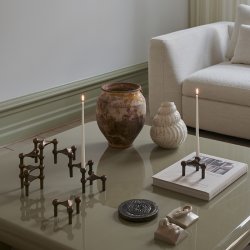 Stoff Nagel Lysestage Bronzeret Messing