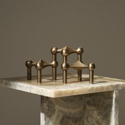 Stoff Nagel Lysestage Bronzeret Messing 3 stk.