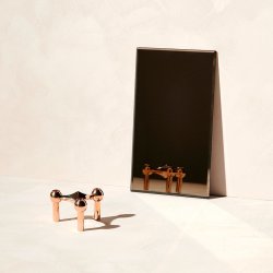 Stoff Nagel Lysestage - Rosa Guld Finish