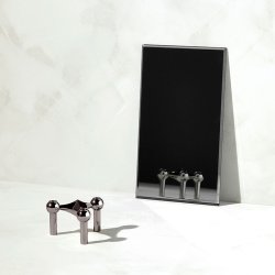 Stoff Nagel Lysestage - Sort Krom - 3 stk.