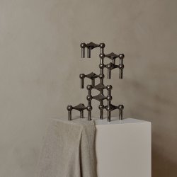 Stoff Nagel Lysestage - Sort Krom 