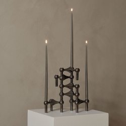 Stoff Nagel Lysestage - Sort Krom 