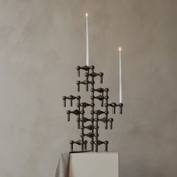 Stoff Nagel Lysestage - Sort Krom 