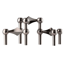 Stoff Nagel Lysestage - Sort Krom - 3 stk.