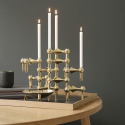 Stoff Nagel Lysestage - Messing