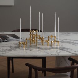 Stoff Nagel Lysestage - Messing