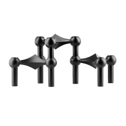 Stoff Nagel Lysestage - Sort - 3 stk