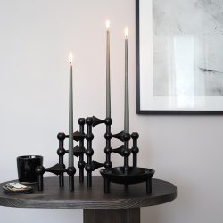 Stoff Nagel Lysestage - Sort - 3 stk