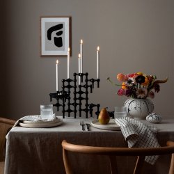 Stoff Nagel Lysestage - Sort - 3 stk