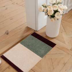 Tica Copenhagen Gulvm�tte Stripes Horisontal Gr�n/Ivory/Bordeaux 40x60 cm
