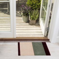 Tica Copenhagen Gulvm�tte Stripes Horisontal Gr�n/Ivory/Bordeaux 40x60 cm