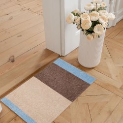 Tica Copenhagen Gulvm�tte Stripes Horisontal Ivory/Sand/Bl� 40x60 cm