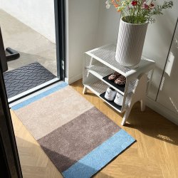 Tica Copenhagen Gulvm�tte Stripes Horisontal Ivory/Sand/Bl� 60x90 cm