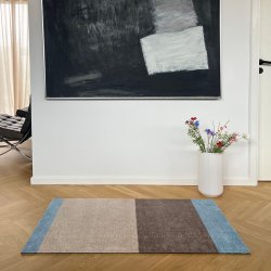 Tica Copenhagen Gulvm�tte Stripes Horisontal Ivory/Sand/Bl� 67x120 cm
