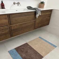 Tica Copenhagen Gulvm�tte Stripes Horisontal Ivory/Sand/Bl� 67x120 cm