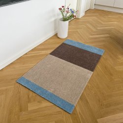 Tica Copenhagen Gulvm�tte Stripes Horisontal Ivory/Sand/Bl� 67x120 cm