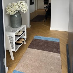 Tica Copenhagen Gulvm�tte Stripes Horisontal Ivory/Sand/Bl� 67x120 cm