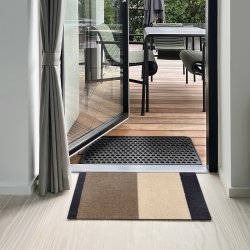 Tica Copenhagen Gulvm�tte Stripes Gr�bl�/Sand/Ivory 40x60cm