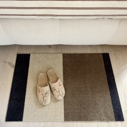 Tica Copenhagen Gulvm�tte Stripes Gr�bl�/Sand/Ivory 60x90cm