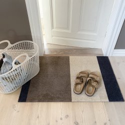 Tica Copenhagen Gulvm�tte Stripes Gr�bl�/Sand/Ivory 60x90cm