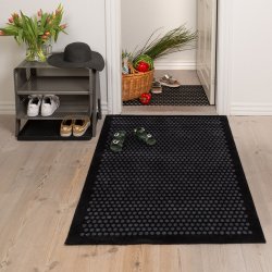 Tica Copenhagen Smudsmtte m. Dots - Black/Grey - 90x130cm