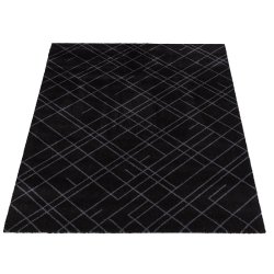 Tica Copenhagen Smudsmtte m. Lines - Black/Grey - 90x130cm