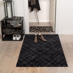 Tica Copenhagen Smudsmtte m. Lines - Black/Grey - 90x130cm