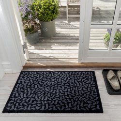 Tica Copenhagen Smudsmtte m. skoprint - Sort/Gr - 60x90cm.