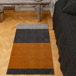 Tica Copenhagen Gulvmtte Stripes Horisontal - Lys Gr/Gr/Dijon - 67x120 cm