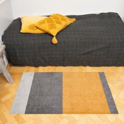 Tica Copenhagen Gulvmtte Stripes Horisontal - Lys Gr/Gr/Dijon - 67x120 cm