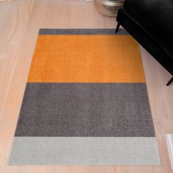 Tica Copenhagen Gulvmtte Stripes Horisontal - Lys Gr/Gr/Dijon - 67x120 cm