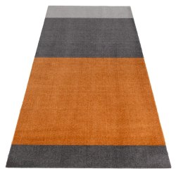 Tica Copenhagen Gulvmtte Stripes Horisontal - Lys Gr/Gr/Dijon - 90x200 cm