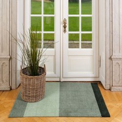 Tica Copenhagen Gulvmtte Stripes Horisontal - Lys/Stvet/Mrk Grn - 90x130 cm