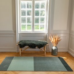 Tica Copenhagen Gulvmtte Stripes Horisontal - Lys/Stvet/Mrk Grn - 90x200 cm