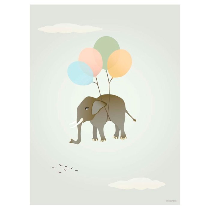 ViSSEVASSE Children Plakat - Flying Elephant  