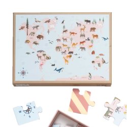 ViSSEVASSE B�rne Puslespil - World Map Animal