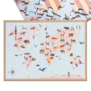 ViSSEVASSE Brne Puslespil - World Map Animal