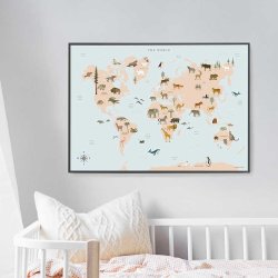 ViSSEVASSE Children Plakat - World Map Animal
