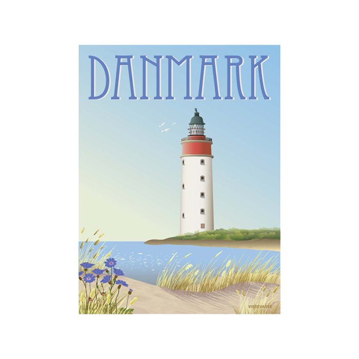 ViSSEVASSE Danmark Plakat Hvidt Fyr 30x40 cm 