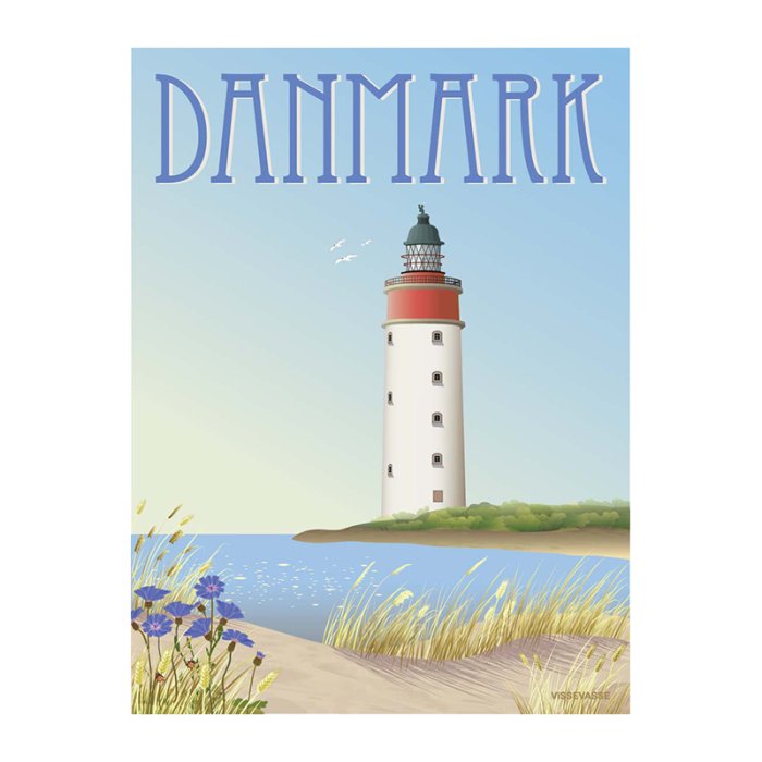 ViSSEVASSE Danmark Plakat Hvidt Fyr 50x70 cm 