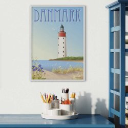 ViSSEVASSE Danmark Plakat Hvidt Fyr 50x70 cm 